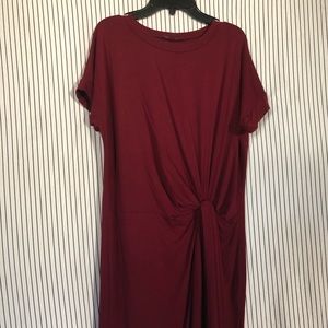 Maroon mini dress.